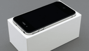 smartphone on white box